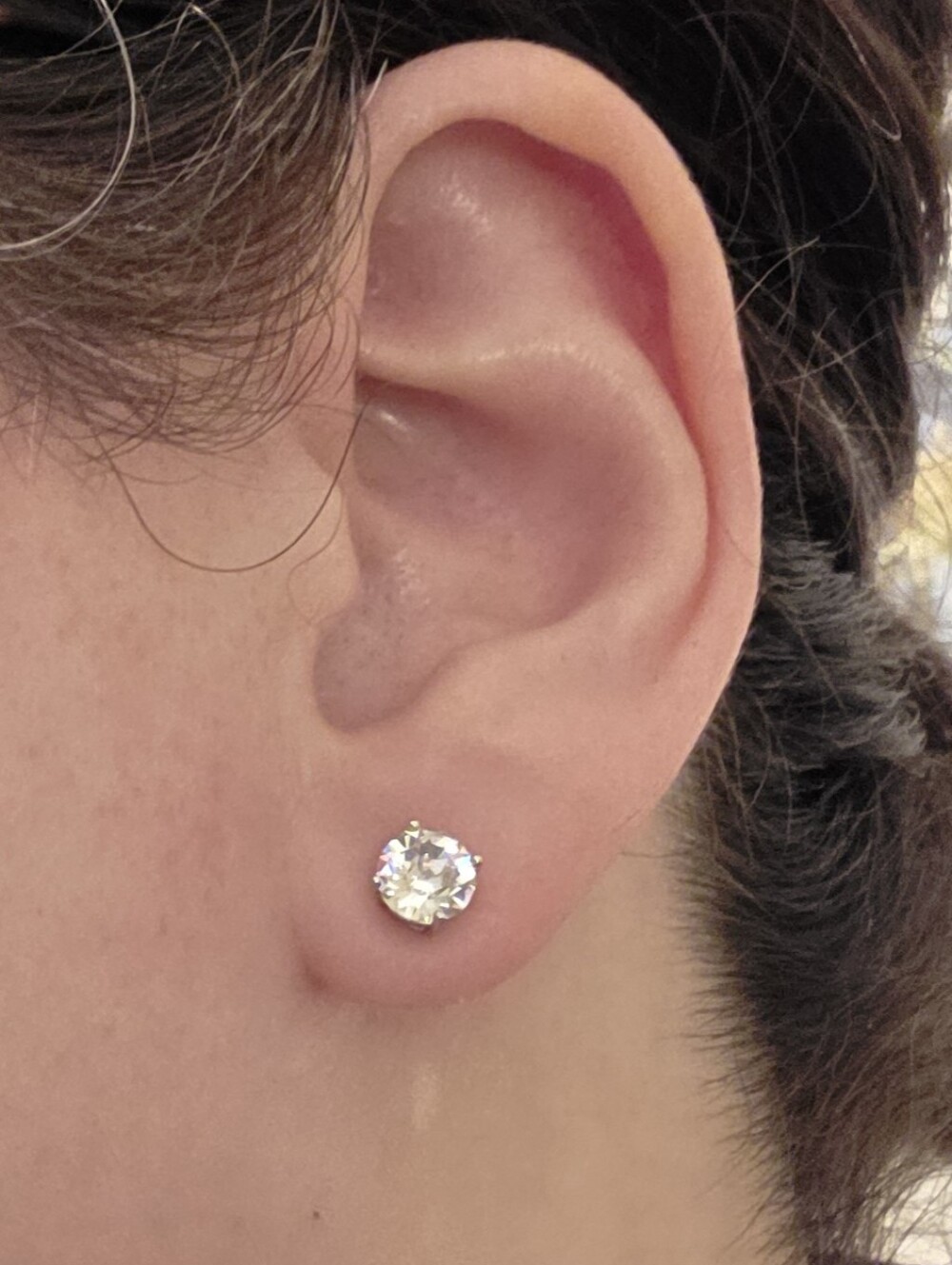 925 Sterling Silver Round Brilliant Cut CZ Solitaire Stud Earrings